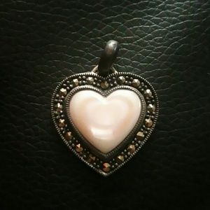 ❤TUMBLED STONE .925 STERLING SILVER HEART PENDANT❤